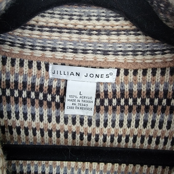 Jillian Jones black,brown, and cream sweater, size large - Picture 3 of 6